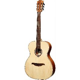 LAG Guitarra Acústica Nylon Auditorium Natural Tapa Abeto Engelmann Macizo Fondo y Aros Caoba Swietenia Acabado Satinado 6 Cuerdas