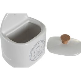 DKD Home Decor Salero Basicos de Gres Blanco. Recipiente decorativo y funcional para sal, 8 x 15 x 11 cm