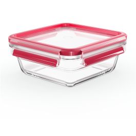 Emsa N10414 Fiambrera Clip & Close Glas Cuadrada 0.8 L de Vidrio Transparente/Rojo