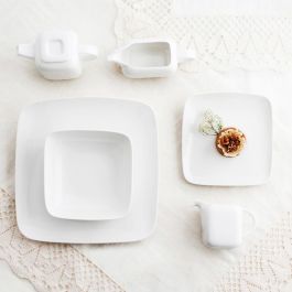 Ariane Bol Porcelana Vital Square 14 cm Blanco (6 Unidades) Reforzado Profesional con Alumina, Apto Lavavajillas, Horno y Microondas