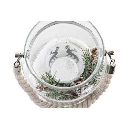 DKD Home Decor Decoración Luminosa LED para Navidad Alpina con Reno y Piñas, Blanco, 14.5x17x14.5 cm, Pack de 2 Unidades