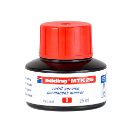 Edding Tinta MTK25 para Rotuladores Recargables, Sistema Capilar, Color Rojo, 25 ml