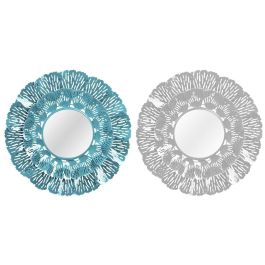 Espejo de pared DKD Home Decor Azul Blanco Coral Mediterráneo 60 x 7 x 60 cm (2 Unidades) (2 Piezas) Precio: 106.50000009. SKU: S3042120