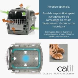 Cat It Jaula de transporte Cabrio para Gatos, multifuncional, con cinturón de seguridad, piso antideslizante, Azul gris (51x33x35 cm)