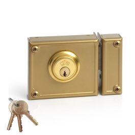 Jis Cerradura de sobreponer solo llave derecha 11-10d, cilindro fijo 52mm, dorado