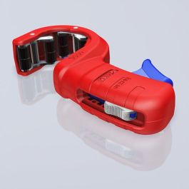 Knipex 90 23 01 BK Cortatubos para Plástico y Acero, Diámetro de Corte hasta 50 mm, Color Azul/Rojo