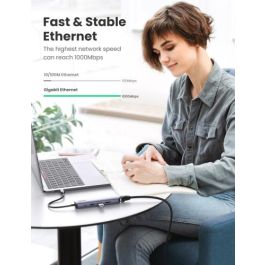 UGREEN 10919 Base para Portátil y Replicador de Puertos, USB 3.2 Gen 1 Type-C, Gris