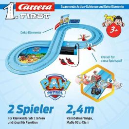 Pista carrera paw patrol, incluye 2 coches (chase y marshall) 2,4 metros Pista carrera paw patrol, incluye 2 coches (chase y marshall) 2,4 metros