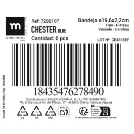 Bandeja Redonda Chester Blue 19.6 x 2.2 cm - Inde (18 Unidades) Bandeja Redonda Chester Blue 19.6 x 2.2 cm - Inde (18 Unidades)