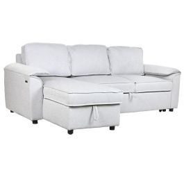 Sofa Cama Moderno DKD Home Decor Gris Claro 153 x 88 x 220 cm Sofa Cama Moderno DKD Home Decor Gris Claro 153 x 88 x 220 cm