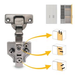 Emuca Lote de 20 bisagras rectas X91 con cierre suave y suplementos Euro, Altura 0, Acero, Titanio