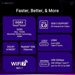 ASUS ROG STRIX X870E-E GAMING WiFi AMD X870E Zócalo AM5 ATX ASUS ROG STRIX X870E-E GAMING WiFi AMD X870E Zócalo AM5 ATX