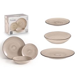 Set Vajilla 18 Pcs Espiral Tierra Vessia 34X28CM (2 Unidades)