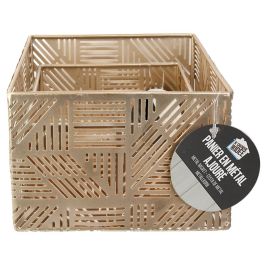 Home Deco Factory Juego De 2 Cestas Doradas Plástico