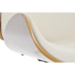 DKD Home Decor Silla de Oficina Colección White Office Moderna Ajustable Crema Marrón PU Nogal 52x58.5x98cm Cromada Altura Asiento 50cm