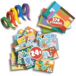 Ses Creative Aprendo a pegar y reconocer formas. Kit de manualidades con pegatinas, 5 rollos de cinta adhesiva y 24 cartas de animales