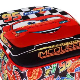 Disney Cars 3 Elite Racer Mochila 3D Preescolar Relieve Frontal Acolchada Bolsillo Lateral Roja 7L 10x25x30cm