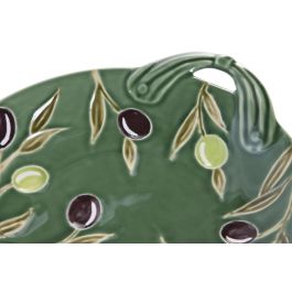 DKD Home Decor Bandeja Cottage Verde Oscuro Gres 26.6 x 5 x 33 cm (2 Unidades), Apta para Lavavajillas