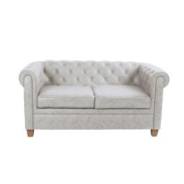 DKD Home Decor Sofá Vintage Capitoné Blanco Natural Poliéster Madera | Desmontable - Ancho 151 cm, Largo 80 cm, Alto 70 cm Precio: 451.50000016. SKU: S3044069