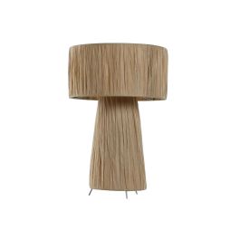 DKD Home Decor Lámpara de Sobremesa Urban con Pantalla de Rafia, Estructura Metálica, Marrón Claro, 40cm Alto, E27 50W