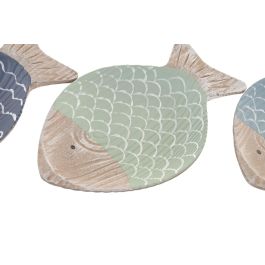 DKD Home Decor Bandeja Vaciabolsillos Atlantico Verde Azul MDF 15 x 2.5 x 24 cm (6 Unidades)