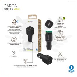 muvit for change cargador coche Tipo C PD 20W+Tipo C PD 20W negro