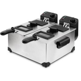 HKoeNIG DFX600 - Freidora doble sartén 2x3L - 3600W - 2 termostatos independientes - Cestas extraíbles - Filtros antiolor - Acero HKoeNIG DFX600 - Freidora doble sartén 2x3L - 3600W - 2 termostatos independientes - Cestas extraíbles - Filtros antiolor - Acero
