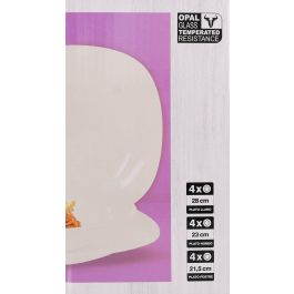 La Mediterranea Vajilla 12 Piezas Cuadrada Opal Colección Palaos Mediana