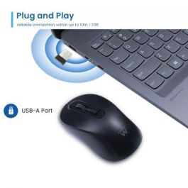Ewent EW3218 Ratón óptico inalámbrico con clics silenciosos, 800-1600 DPI, receptor USB-A nano, 4 botones, ambidiestro, negro, pilas AA incluidas. Ewent EW3218 Ratón óptico inalámbrico con clics silenciosos, 800-1600 DPI, receptor USB-A nano, 4 botones, ambidiestro, negro, pilas AA incluidas.