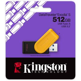 Kingston DTXS/512GB Pendrive DataTraveler Exodia S 512GB Amarillo USB 3.2 Gen 1 Almacenamiento Portátil con Tapón Giratorio