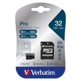 Verbatim Pro MicroSDHC 32GB 90MB/s con Adaptador SD Clase 10 UHS