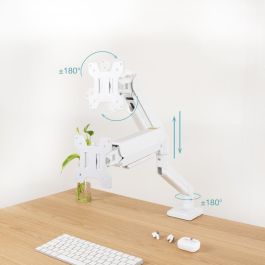 TooQ DB1334TNR-W Soporte para Monitor de Escritorio, 34 Pulgadas, Pinza/Atornillado, Blanco