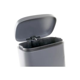 DKD Home Decor Papelera de Residuos Basicos de 5 Litros Gris Claro con Cierre Lento, Materiales de Metal y Polipropileno (PP), 18x29.5x21 cm