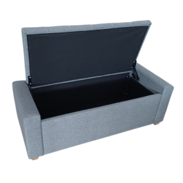 DKD Home Decor Descalzadora Urban Gris Claro 120x50x42 cm de Poliéster y Madera con Almacenaje Interior