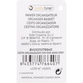 Confortime Cesta Organizador Con Dos Asas Grey 37,9 cm x 27,6 cm x 24,8 cm (6 Unidades)