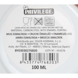 Mug esmaltada blanca con frases 150 ml - Privilege (24 Unidades) Mug esmaltada blanca con frases 150 ml - Privilege (24 Unidades)