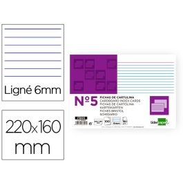 Ficha Liderpapel Rayada Nº5 160x220 mm 180 gr-M2 Paquete De 100 Unidades