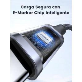 UGREEN Cable USB-C a USB-C Trenzado 1m, Carga Rápida 100W, 480Mbps, Reversible, Diseño de Aluminio, Negro y Plata