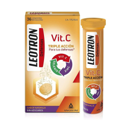 Leotron Vitamina C 36 Comprimidos Efervescentes Triple Acción Defensas Complemento Alimenticio Vitamina C Zinc Selenio Sabor Naranja Precio: 15.8900005. SKU: B1JD6CW46H
