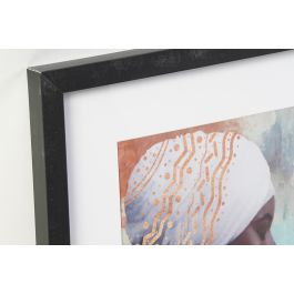 DKD Home Decor Cuadros Decorativos Colonial Étnico Madera y Ps Multicolor 45x35x2.5cm - Pack 4 Unidades Surtidas