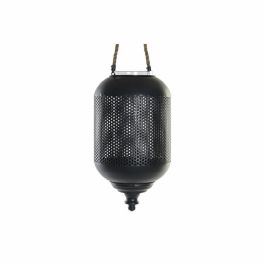 DKD Home Decor Portavela Loft Negro Marrón Metal Cuerda Cristal 22 x 43 x 22 cm