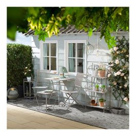 Mesa Bistro Exterior Metálica con Mosaico de Piedra, Color Marrón, 58 x 58 x 72 cm