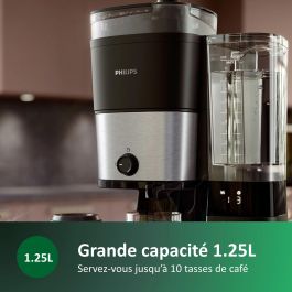 Philips HD7888/01 Cafetera de filtro con molinillo integrado, hasta 10 tazas, 1,25 L, Negra / Plata