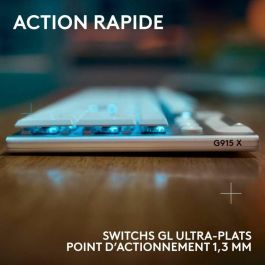 Teclado para juegos - inalámbrico - Logitech G - G915 X - Interruptor táctil - AZERTY - Blanco Teclado para juegos - inalámbrico - Logitech G - G915 X - Interruptor táctil - AZERTY - Blanco