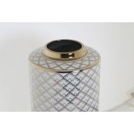 DKD Home Decor Jarrón Glam Blanco Dorado Porcelana 18 x 30.5 x 18 cm
