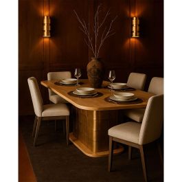 Mesa de Comedor Home ESPRIT Dorado Latón Madera de mango 210 x 110 x 76 cm Mesa de Comedor Home ESPRIT Dorado Latón Madera de mango 210 x 110 x 76 cm