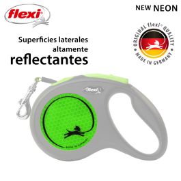 Flexi Correa New Neon M Cinta 5M Verde Neón Reflectante para Todas las Condiciones Climáticas