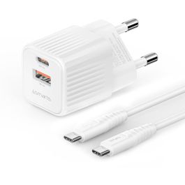 4smarts 540122 VoltPlug Duos Mini PD 20W + USB-C Cable Blanco 1.5m, Cargador universal carga rápida Quick Charge 3.0