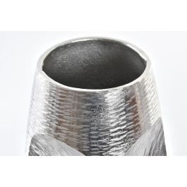 DKD Home Decor Jarrón Decorativo Moderno de Aluminio Plateado con Diseño de Cara 19 x 31 x 19 cm