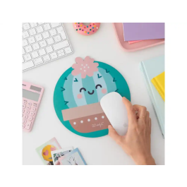 Wondee Alfombrilla de Ratón Redonda Cactus 200 mm Antideslizante Control Preciso Cómoda Lavable